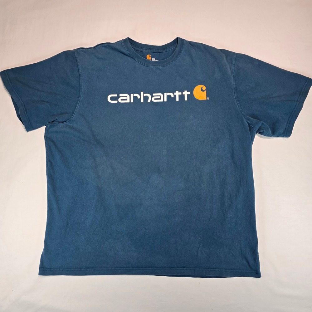 Carhartt Mens 2XL Original Fit Graphic Logo T-Shirt Blue K195 984 Cotton